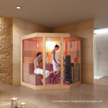 Luxurious Diamond Shaped Bathroom Solid Wood Corner Hotel Sauna Room